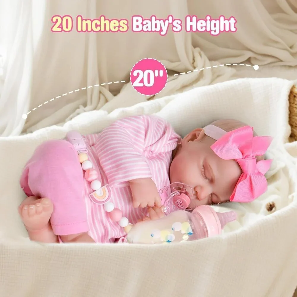 🆕20inch Soft Cloth Body Newborn Baby Dolls Poseable Limbs Real Life Doll Girl